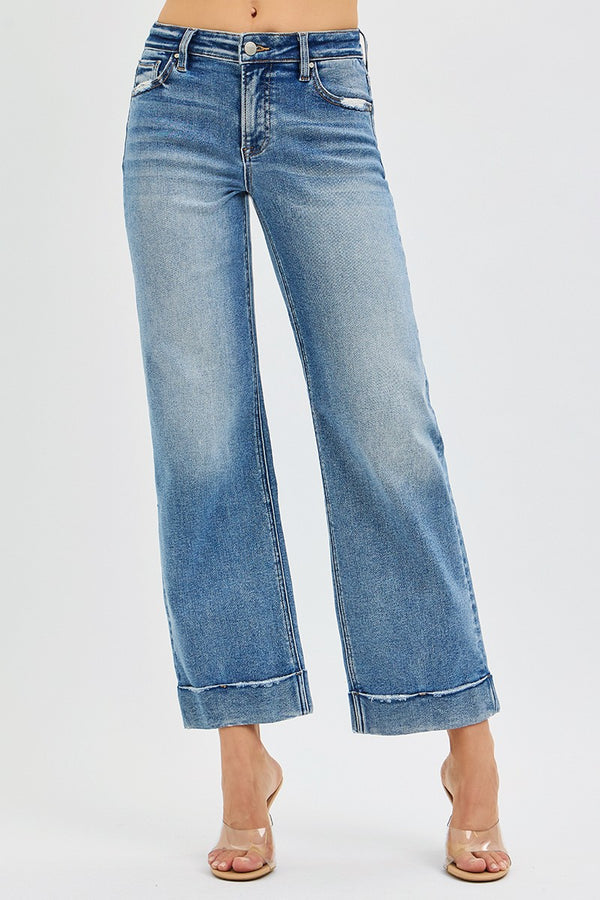 Risen Jeans | Mid Rise Crop Straight w/ Taylor Cuffed