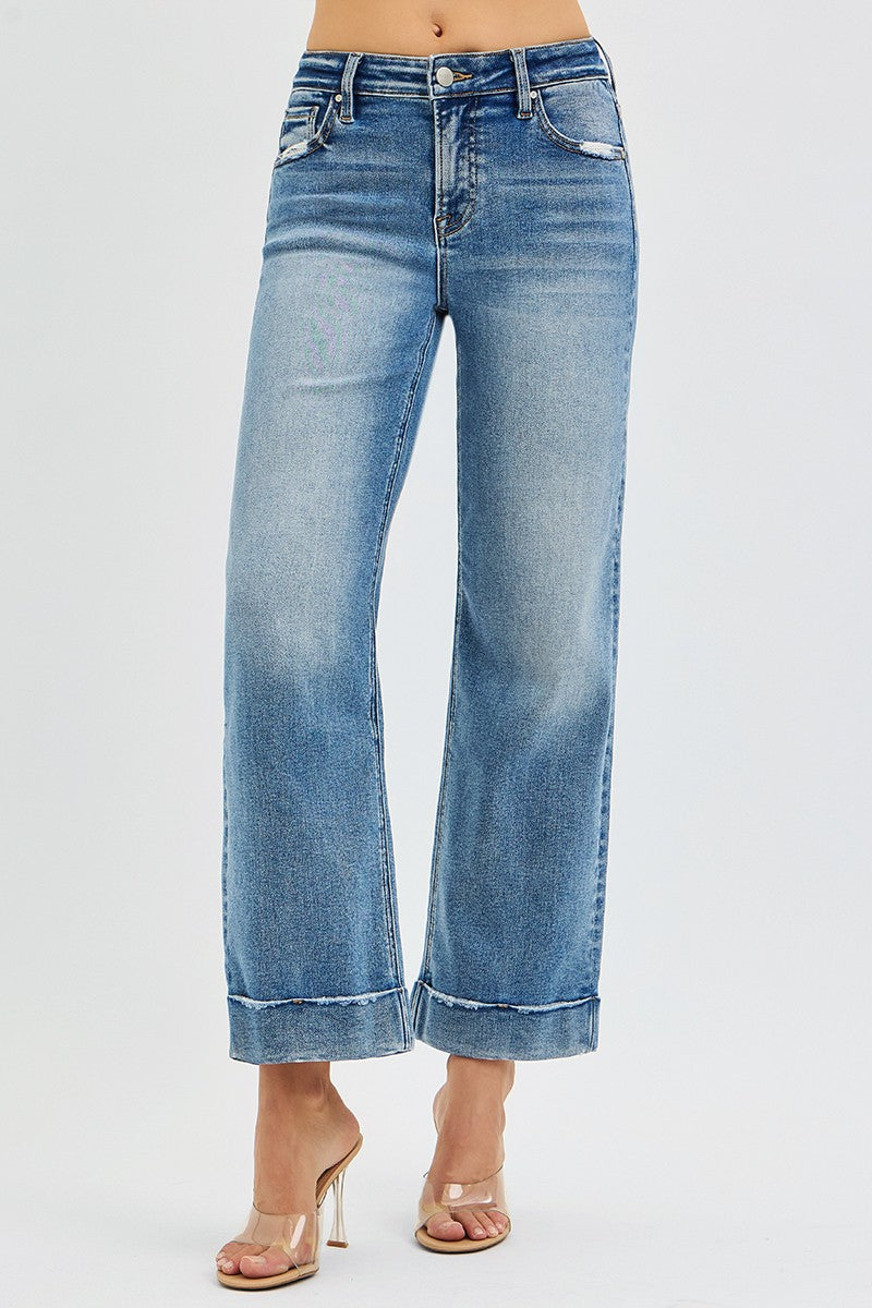 Risen Jeans | Mid Rise Crop Straight w/ Taylor Cuffed