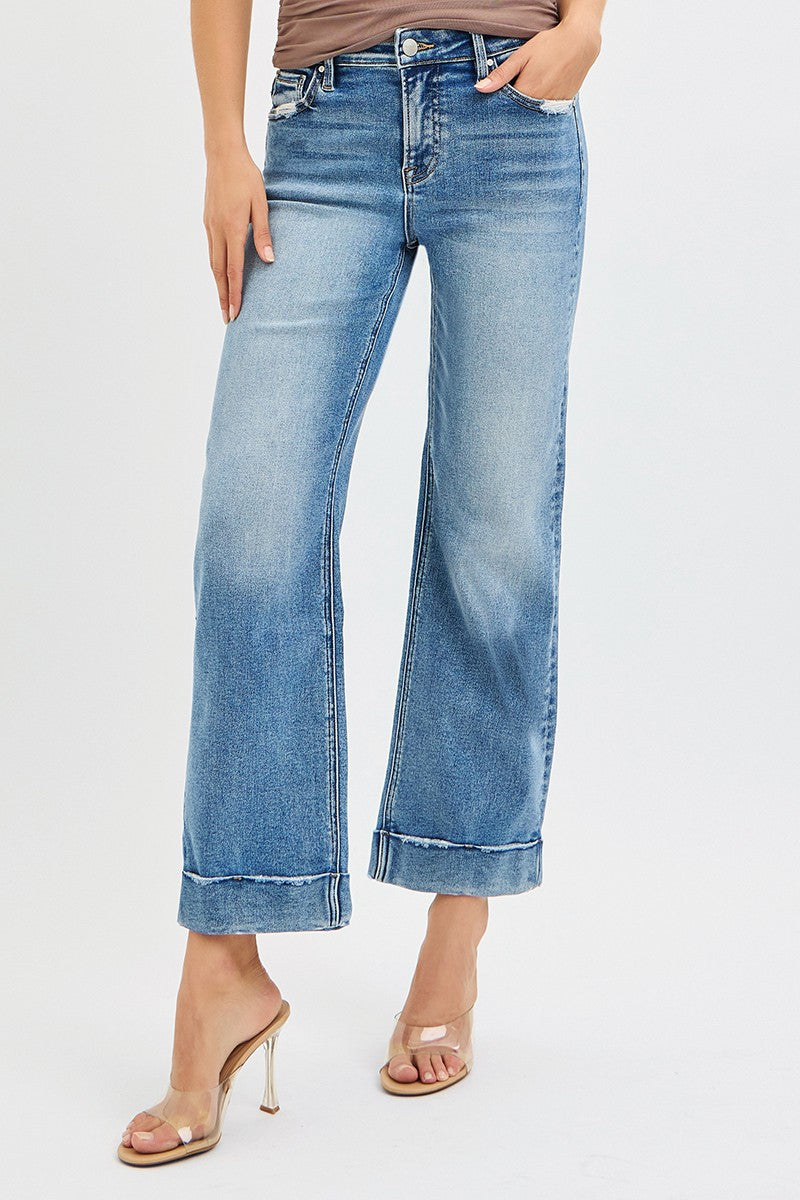 Risen Jeans | Mid Rise Crop Straight w/ Taylor Cuff