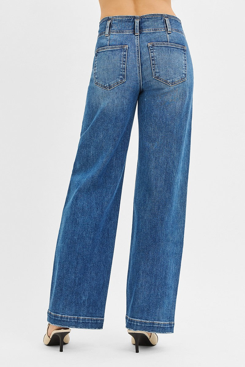 Risen Jeans | Mid Rise Slouchy Baggy Double Button