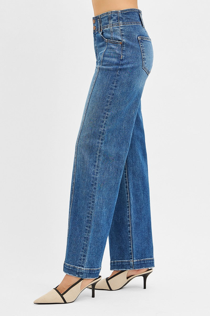 Risen Jeans | Mid Rise Slouchy Baggy Double Button