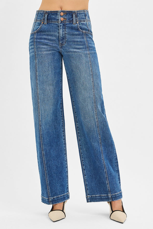 Risen Jeans | Mid Rise Slouchy Baggy Double Button