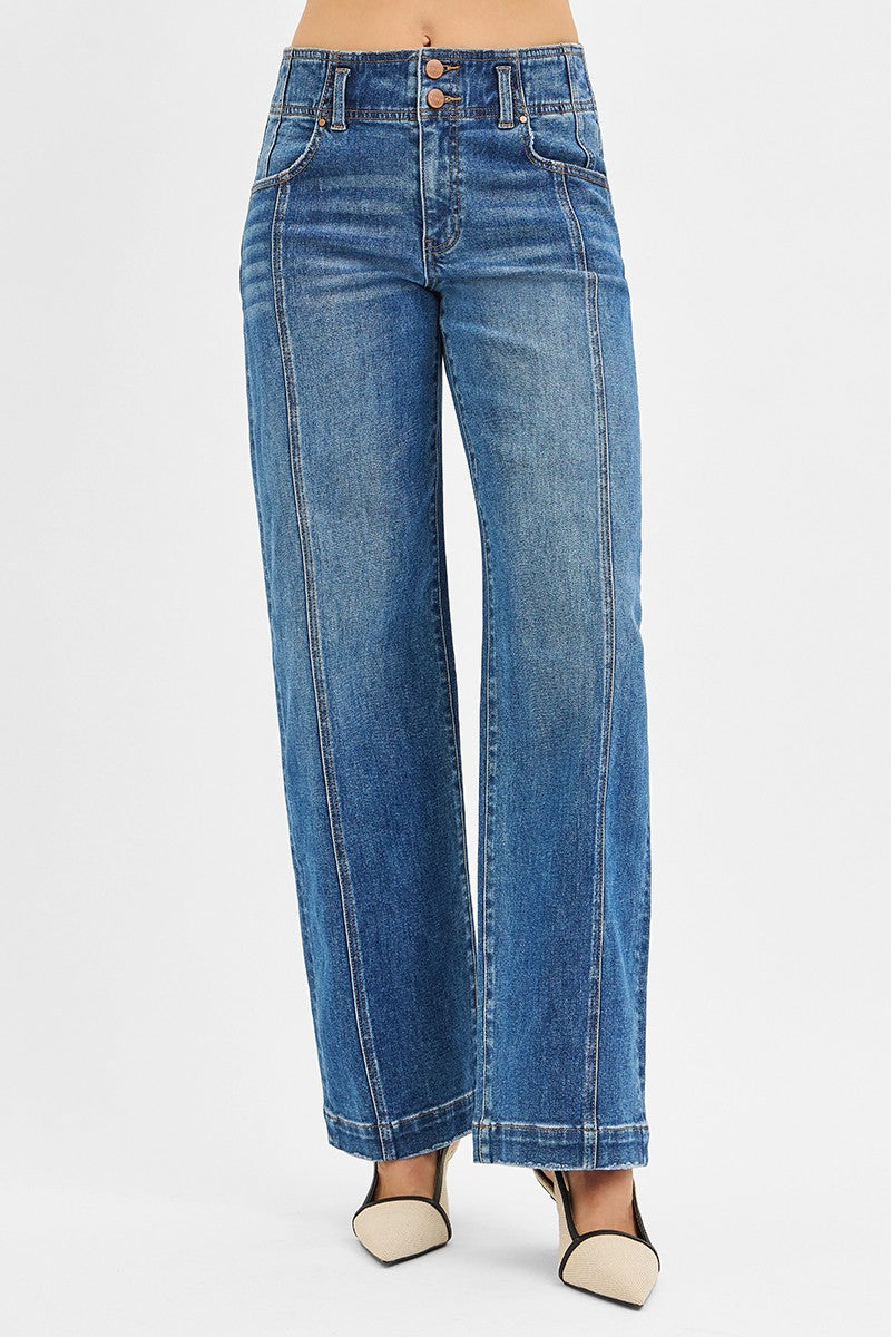 Risen Jeans | Mid Rise Slouchy Baggy Double Button