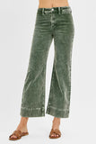 Risen Jeans | High Rise Crop Corduroy Forest