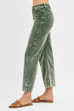 Risen Jeans | High Rise Crop Corduroy Forest