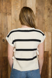 Stripe Side Tie Bow Sweater Top | Cream