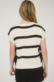 Stripe Side Tie Bow Sweater Top | Cream