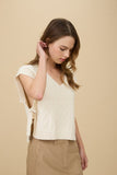 Cable Knit Side Tie V-Neck Vest Top | Cream