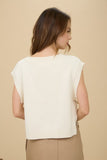 Cable Knit Side Tie V-Neck Vest Top | Cream