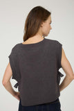 Cable Knit Side Tie V-Neck Vest Top | Charcoal