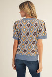 Retro Floral Sweater Top | Blue