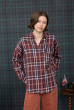 Plaid Button Down Long Sleeve Top | Burgundy