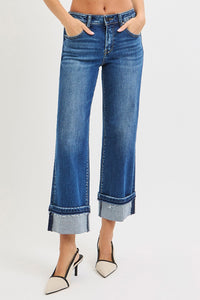 Risen Jeans | Mid Rise Ankle Straight Cuffed Hem