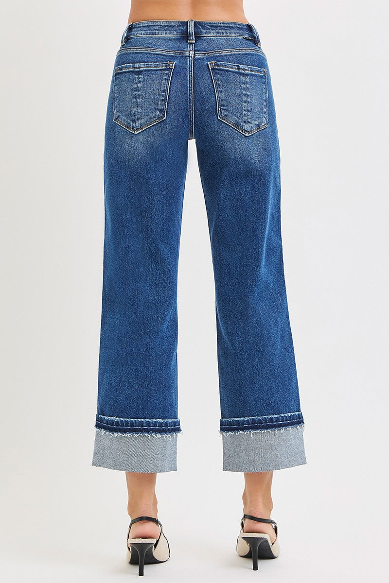 Risen Jeans | Mid Rise Ankle Straight Cuffed Hem