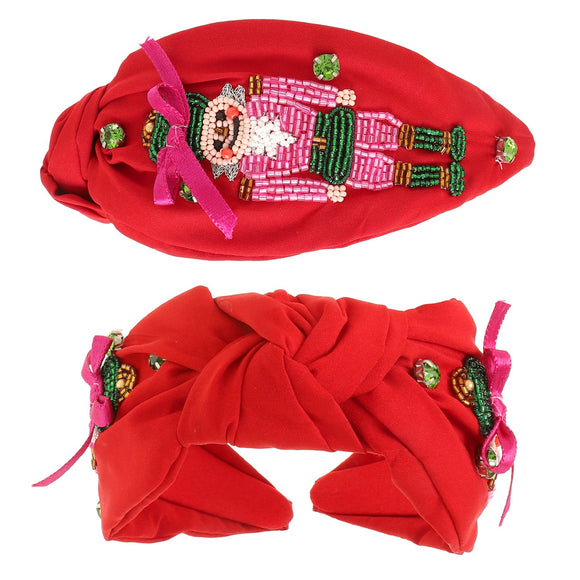Nutcracker Red Bow | Christmas Seed Bead Embellished Headband