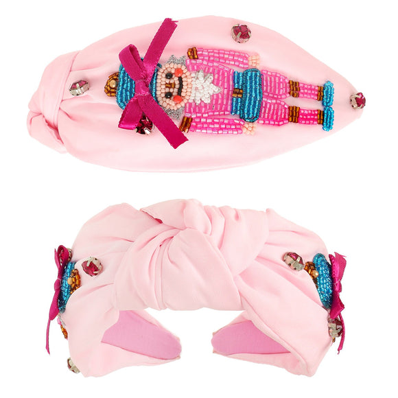 Nutcracker Pink Bow | Christmas Seed Bead Embellished Headband