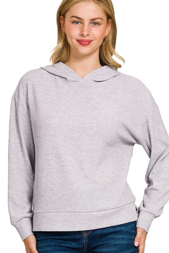 *DOORBUSTER DEAL | Ribbed Hoodie Pullover | Heather Grey