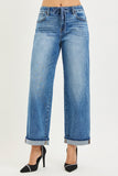 Risen Jeans | Elastic Band Slouch Boyfriend w/ Cuffed Hem