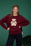 Teddy Bear Knit Sweater Top | Burgundy