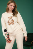 Teddy Bear Knit Sweater Top | Cream