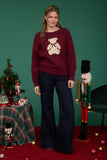 Teddy Bear Knit Sweater Top | Burgundy