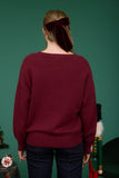Teddy Bear Knit Sweater Top | Burgundy