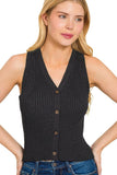 Ribbed Sweater Vest | Black
