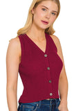 Ribbed Sweater Vest | Cabernet