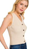 Ribbed Sweater Vest | Sand Beige