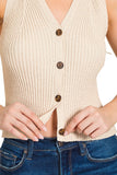 Ribbed Sweater Vest | Sand Beige