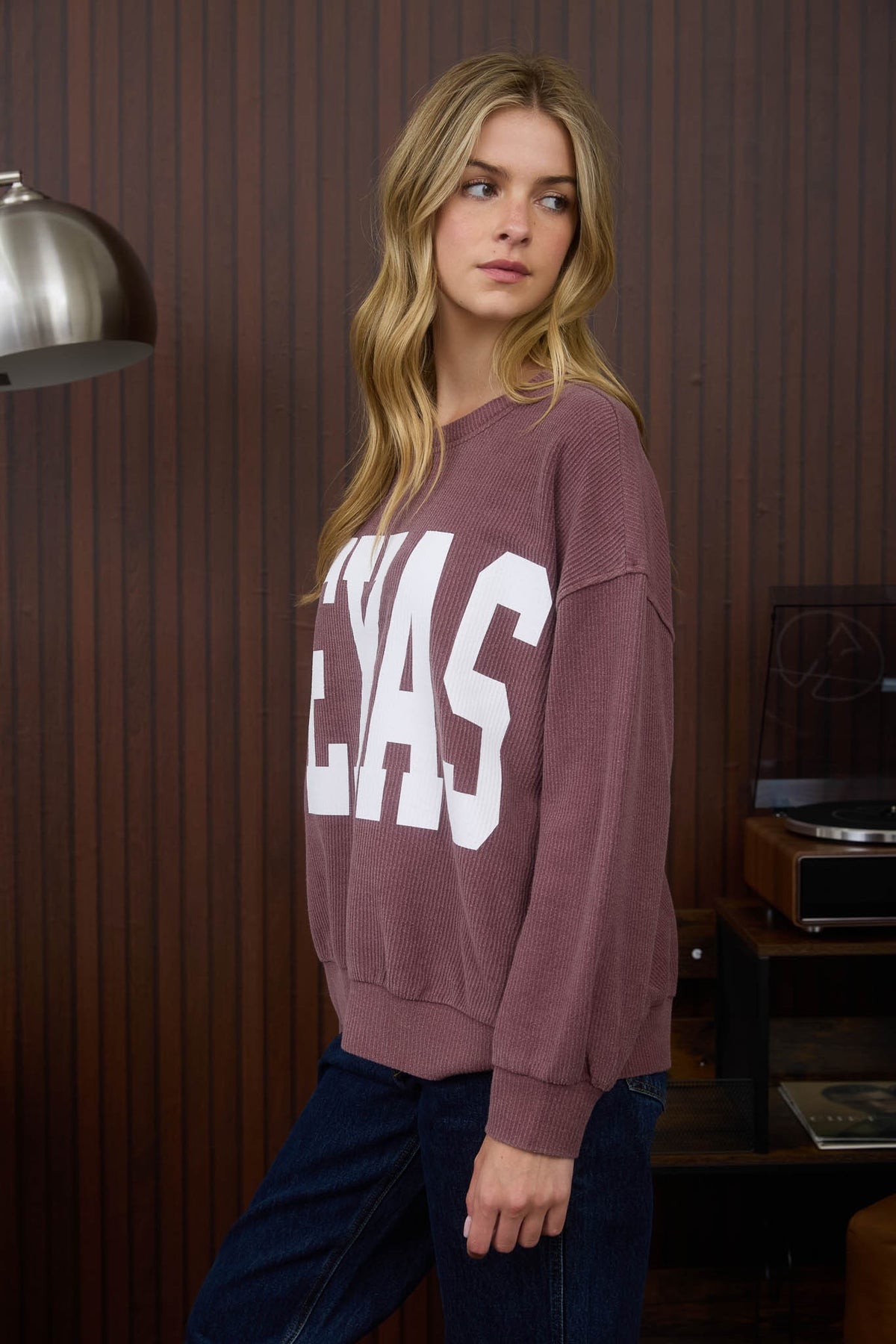 Texas Ribbed Sweater Top | Vintage Burgundy