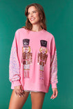 Nutcracker Velvet Sequin Sweatshirt | Pink