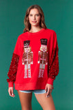 Nutcracker Velvet Sequin Sweatshirt | Red
