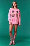Nutcracker Velvet Sequin Sweatshirt | Pink