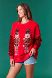 Nutcracker Velvet Sequin Sweatshirt | Red