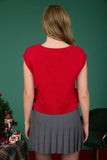 Cable Knit Side Tie V-Neck Vest Top | Red