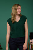 Cable Knit Side Tie V-Neck Vest Top | Green