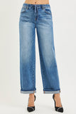 Risen Jeans | Elastic Band Slouch Boyfriend w/ Cuffed Hem