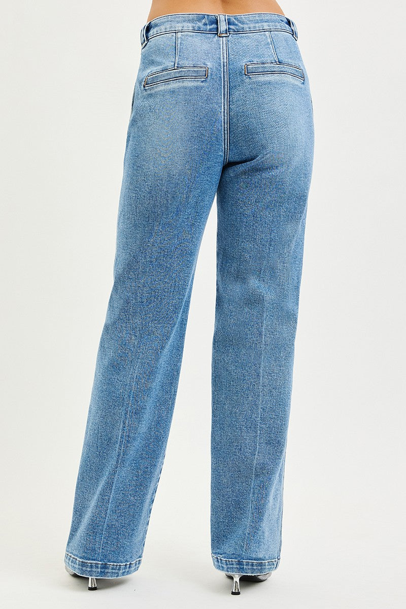 Risen Jeans | Slouchy Straight Pocket Detail