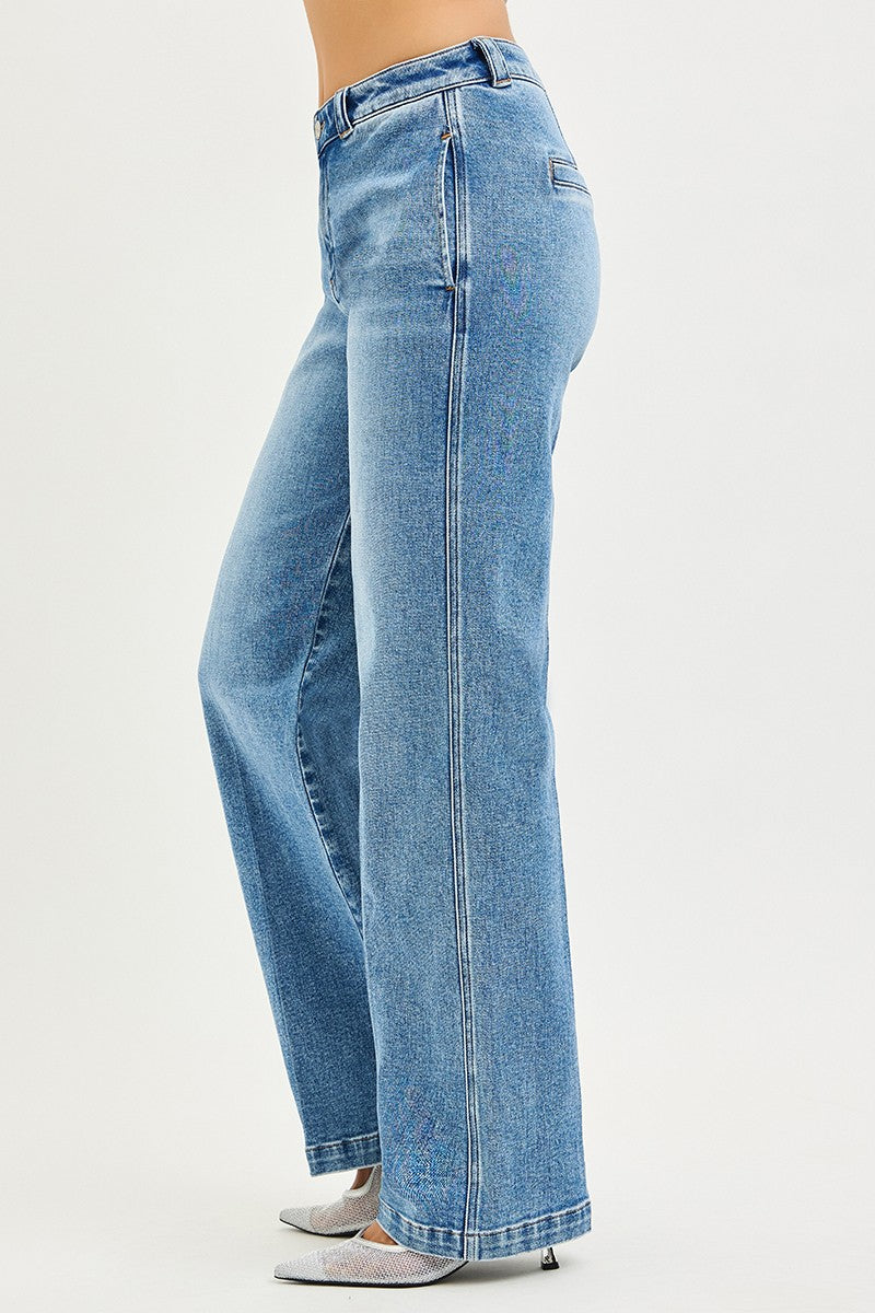 Risen Jeans | Slouchy Straight Pocket Detail