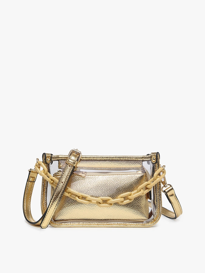 Jessica Clear Vegan Leather Crossbody | Gold