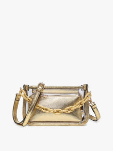 Jessica Clear Vegan Leather Crossbody | Gold