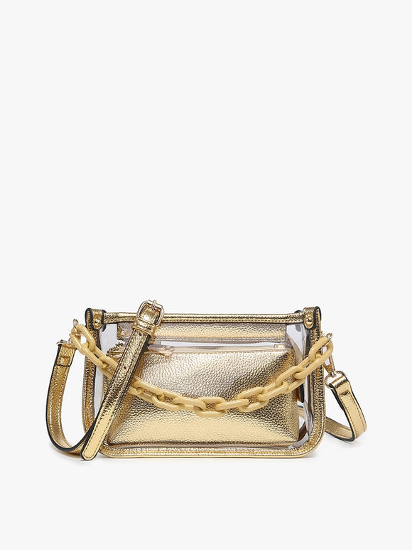 Jessica Clear Vegan Leather Crossbody | Gold