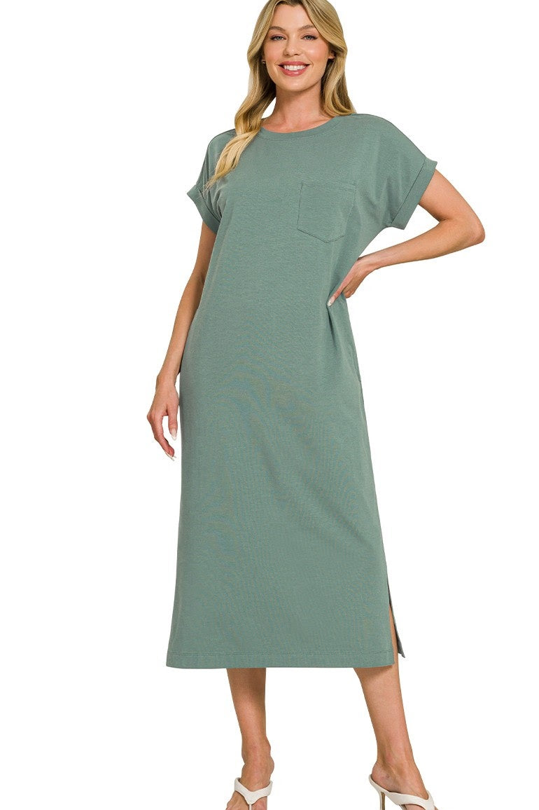 Basic Short Sleeve Midi Dress | Ash Jade