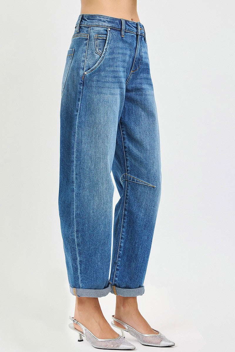 Risen Jeans | Slouchy Crop Barrel Cuffed
