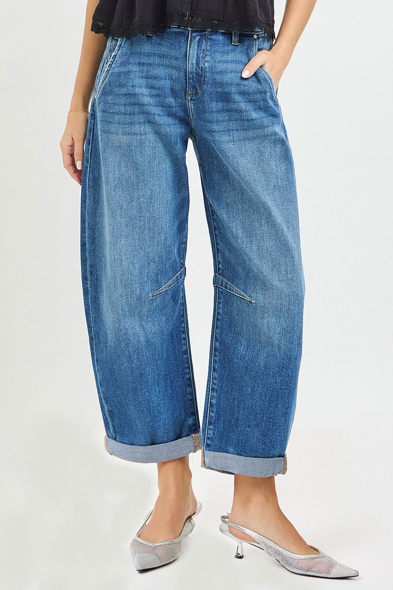Risen Jeans | Slouchy Crop Barrel Cuffed