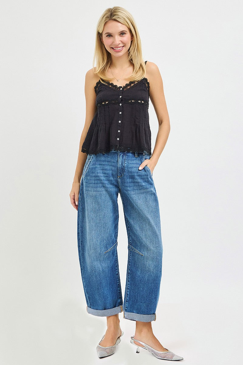 Risen Jeans | Slouchy Crop Barrel Cuffed