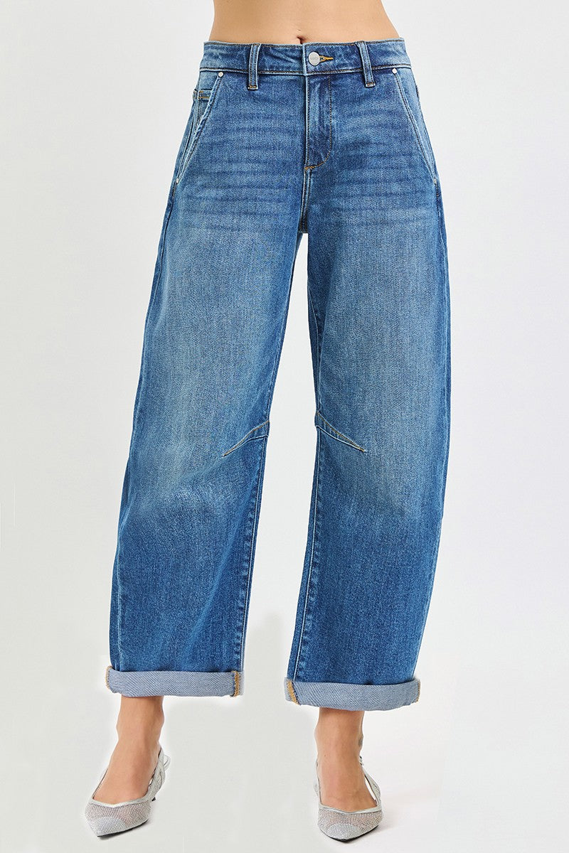 Risen Jeans | Slouchy Crop Barrel Cuffed