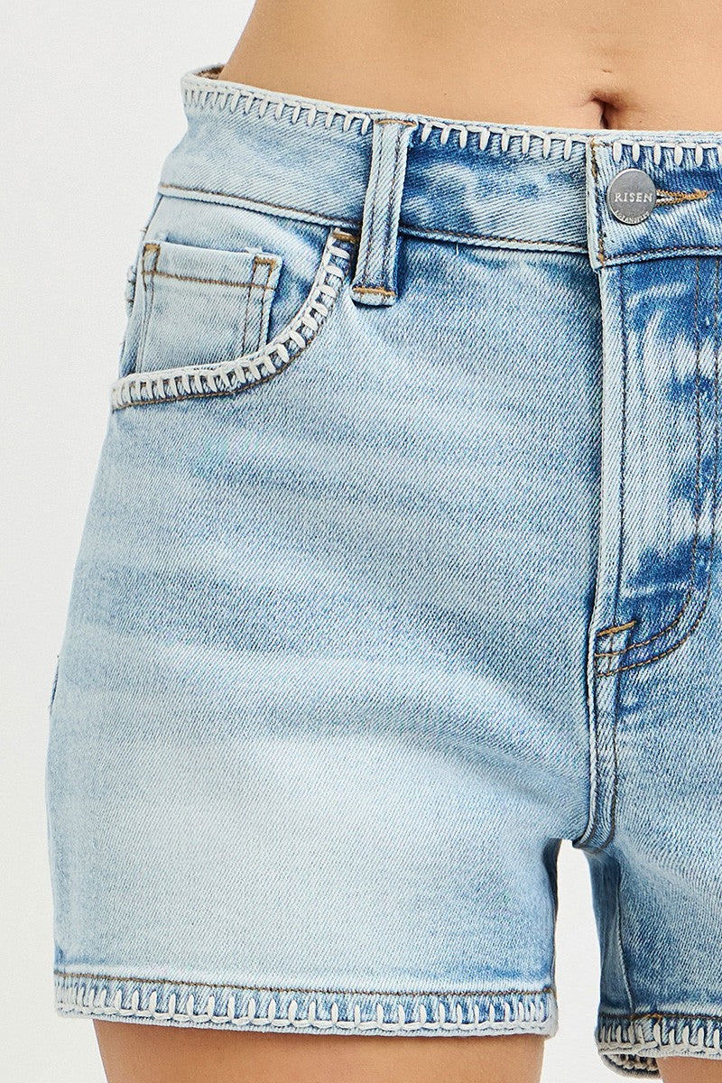 Risen Denim Shorts | Slouchy Embroidered Detail