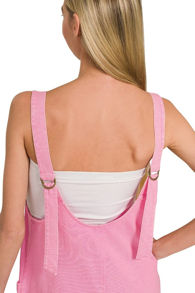Acid Washed Overall Knit Dress | Pink